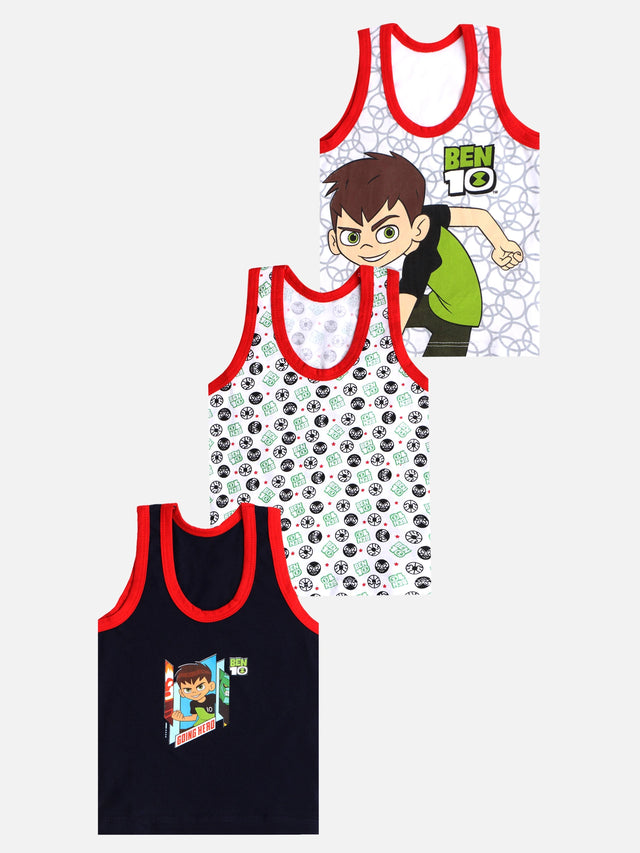 Boys Benten Innerwear Vest 100% Cotton Skin Friendly Lightweight Round Neck Sleeveless for Everyday Comfort - Pack of 3