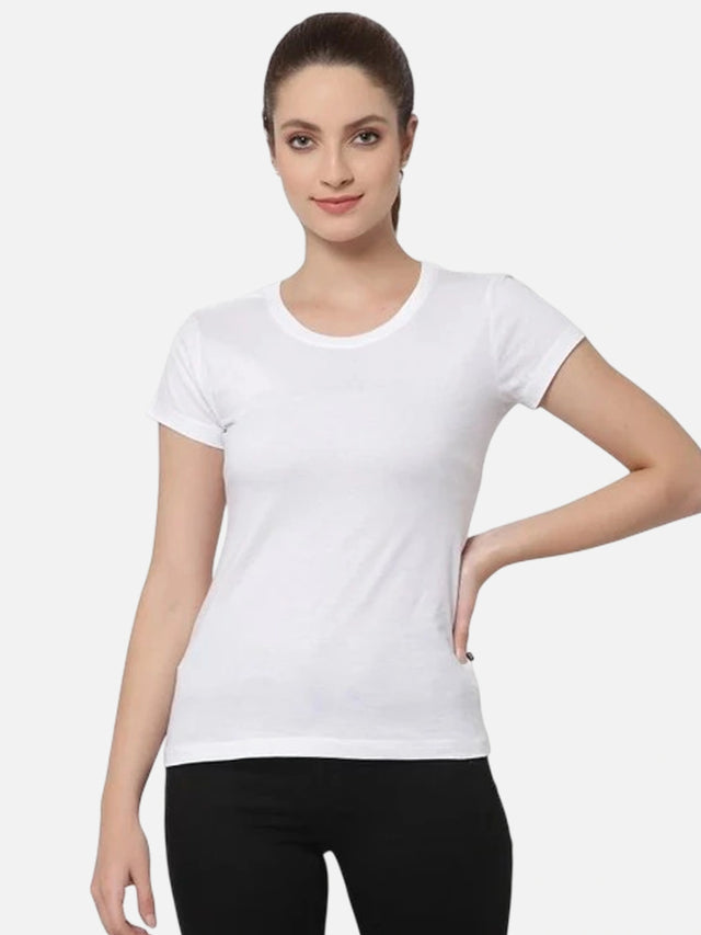 Women Solid T-Shirt Round Neck Half Sleeves with Clean Everyday Styling for Casual Wear and Comfort Essentials
