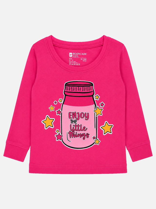 Baby Girls Solid T-Shirt Round Neck Full Sleeves Casual Wear Top for Playtime, Travel and Everyday Outfits - Pack of 1