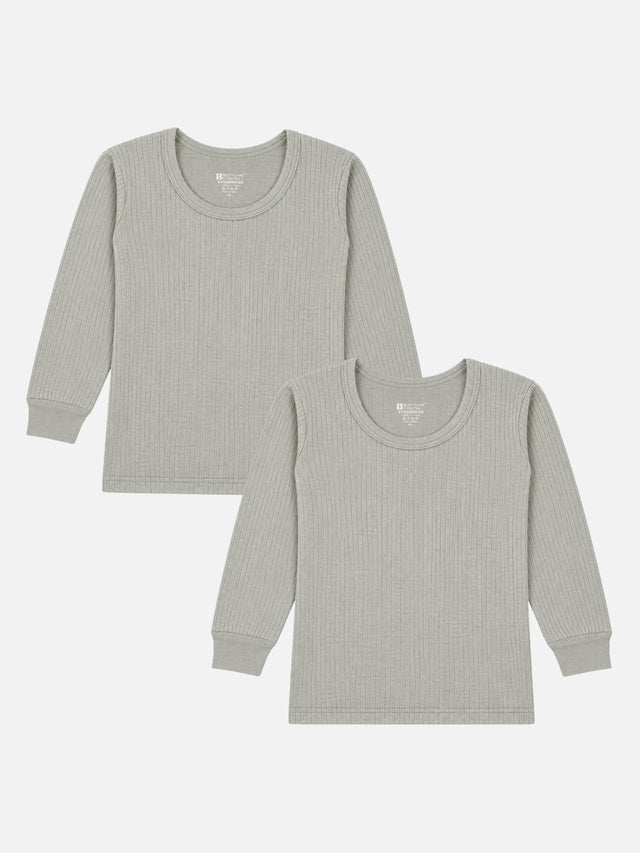 Unisex Antibacterial Round Neck Full Sleeve Thermal Top for Winter Innerwear Comfort and Warm Base Wear - Pack of 2