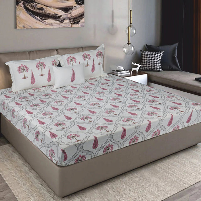 King Size Hosiery Fitted Bedsheet Botanical Print - Bodycare
