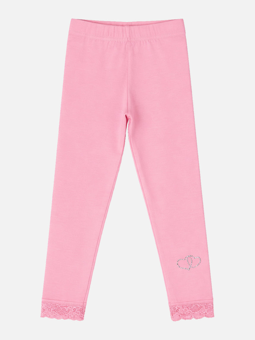 Girls Cotton Spandex Leggings Inner Elastic Stretch Pack of 6