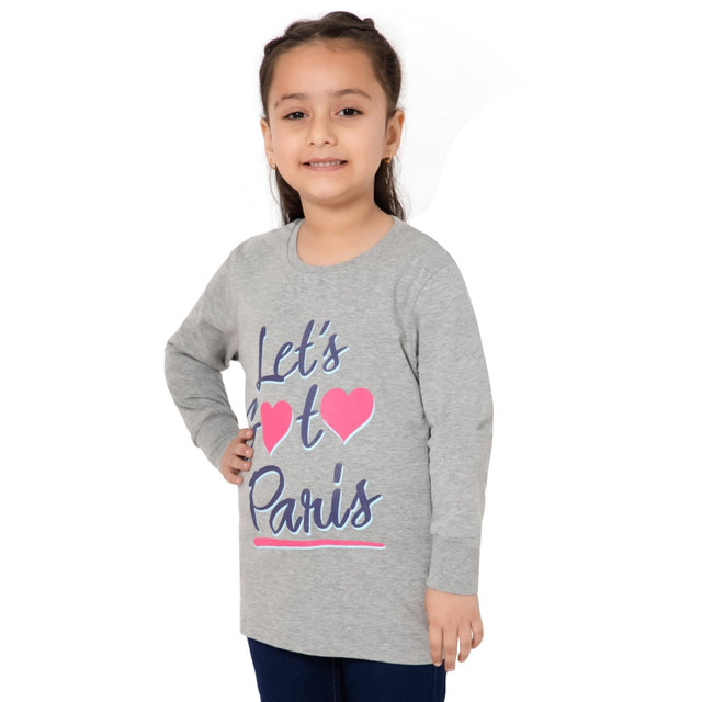 Girls 100% Cotton T-Shirt Round Neck Full Sleeves Pack of 1 - Bodycare