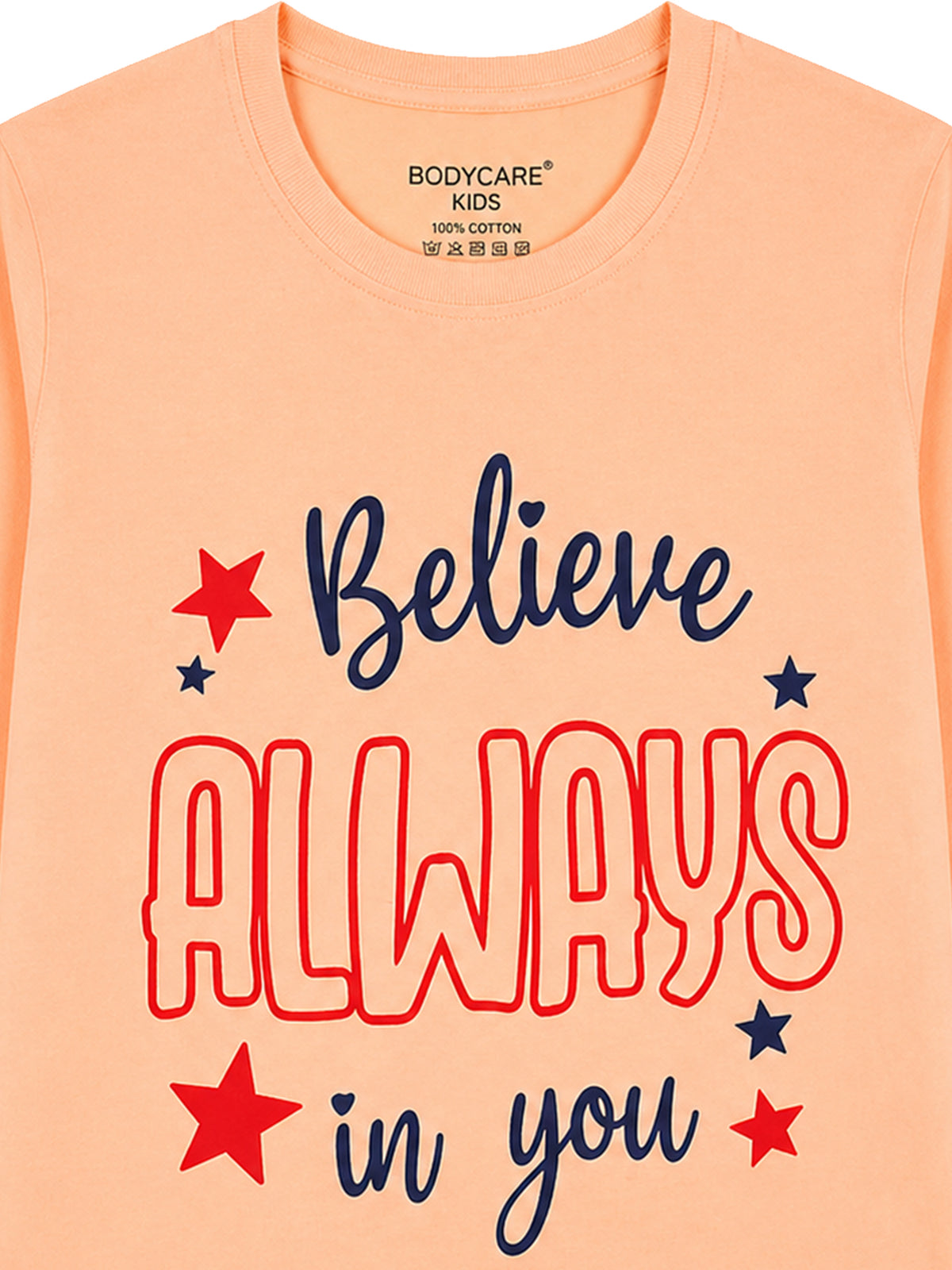 Girls 100% Cotton T-Shirt with Round Neck and Full Sleeves for Comfortable Casual Wear and Regular Use - Pack of 1