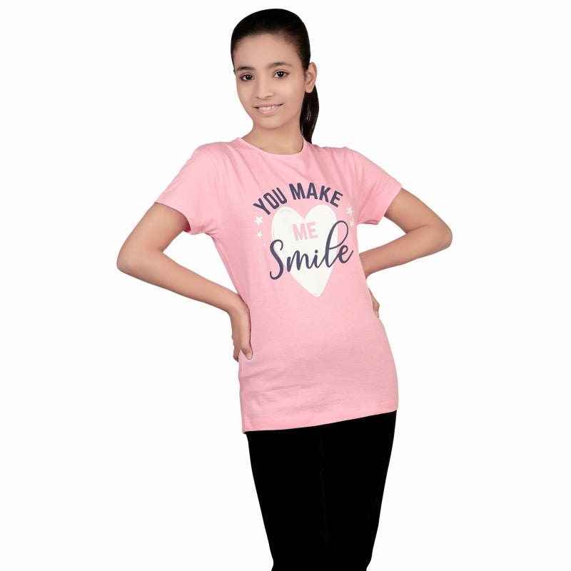 Girls Cotton T-Shirt Round Neck Half Sleeves Pack of 1 - Bodycare
