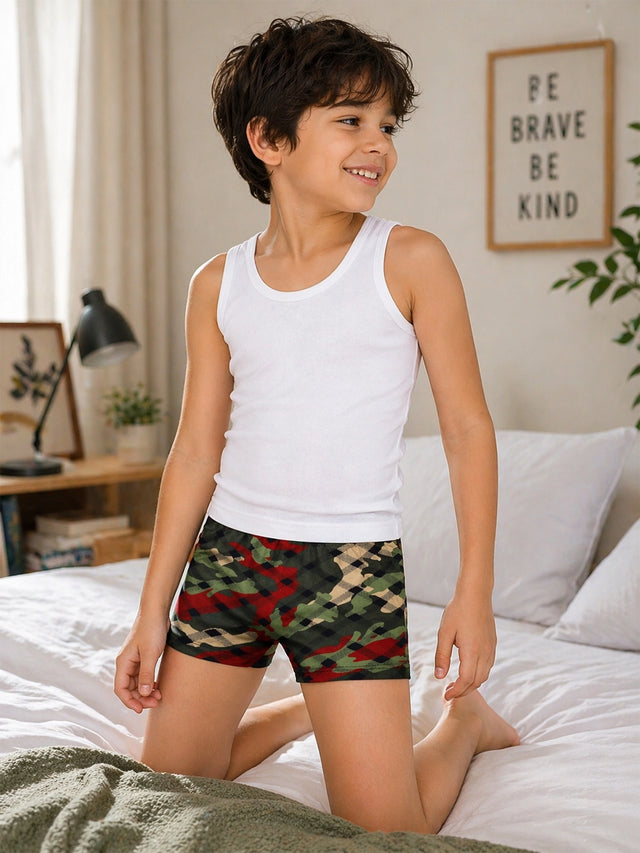 Boys 100% Cotton Trunk with Inner Elastic for Everyday Innerwear Comfort and Regular Use - Pack of 3