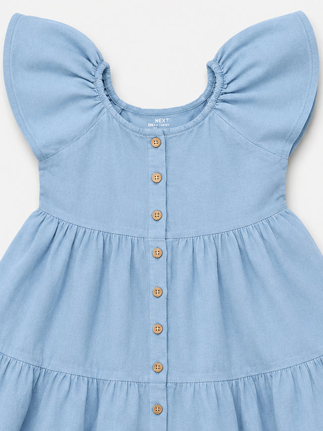 Girls Round Neck Half Sleeve Frock with Soft Cotton Fabric and Floral Embroidery for Parties and Special Occasions