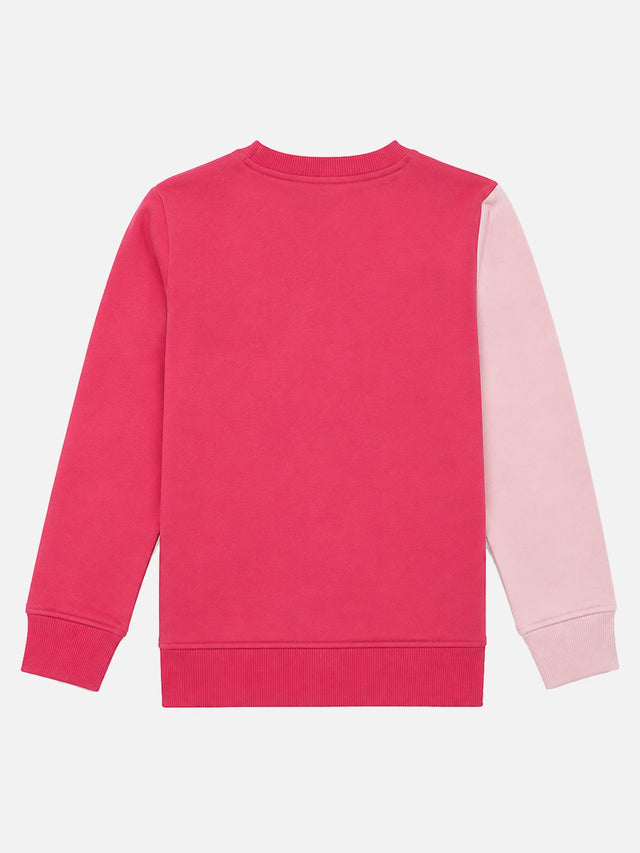 Girls French Terry Round Neck Sweatshirt with Cotton Blend Fabric and Full Sleeves for Casual Cool-Weather Wear