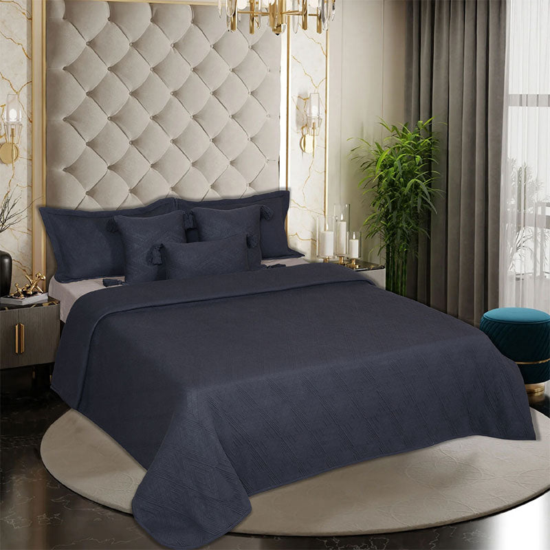 BodyComfy 100% Cotton Hosiery King-Size Fitted Bedcover – Layered Diamond Geometric Pattern