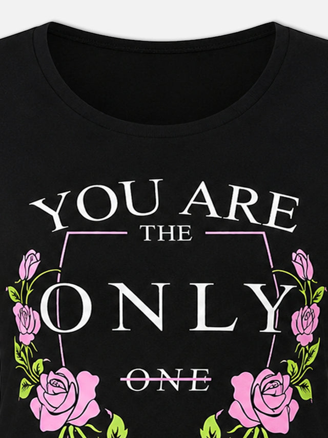 Women Cotton T-Shirt Round Neck Full Sleeves with Regular Fit Graphic Printed Styling for Everyday Casual Wear
