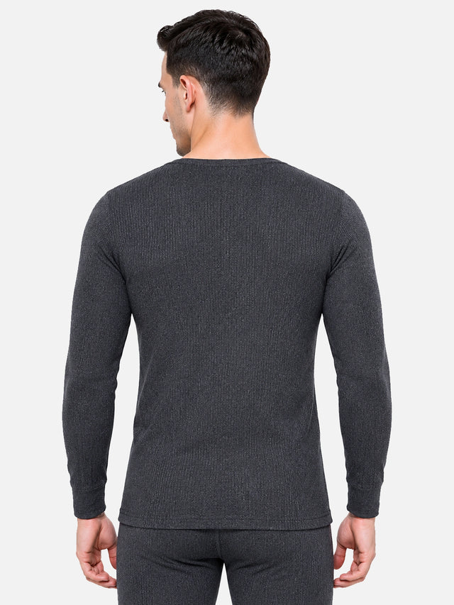 Men Thermal Top with Round Neck and Full Sleeves for Winter Wear, Warm Base Layer Comfort and Regular Use