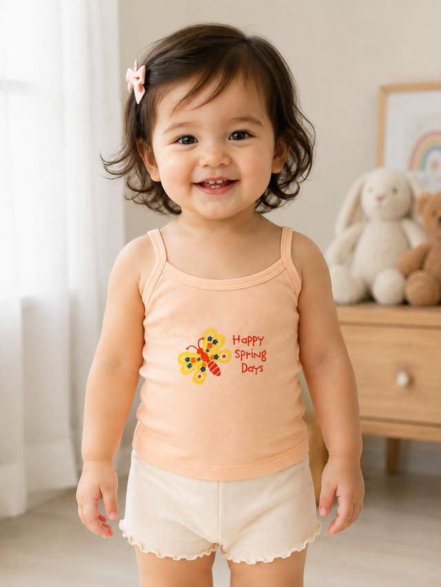 Baby Girls 100% Cotton Camisole Sleeveless Vest for Soft Breathable Everyday Comfort and Easy Layering - Pack of 3