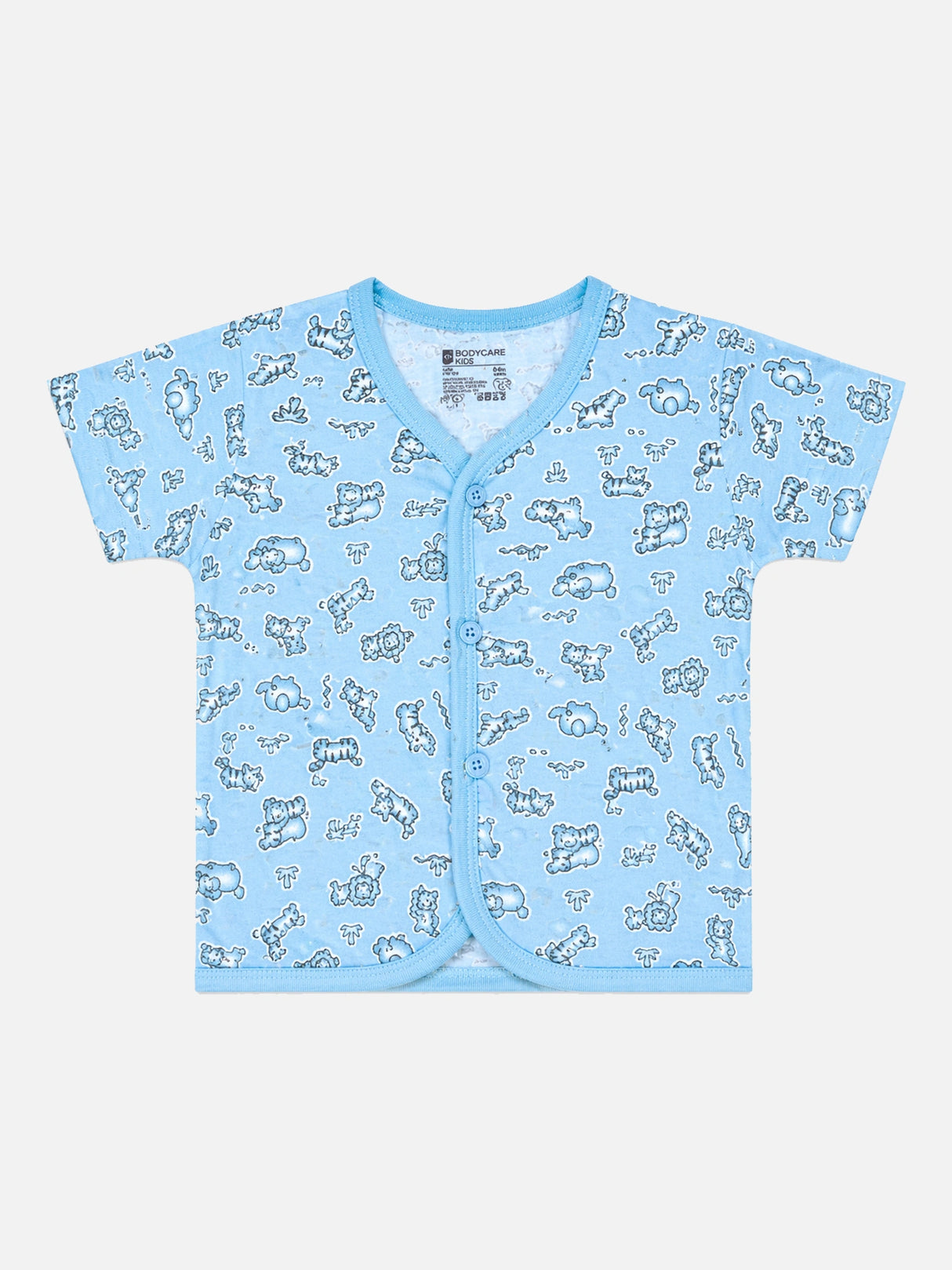 Baby 100% Cotton Front Open Half Sleeves Short Suit with Self Design for Everyday Comfort and Easy Dressing