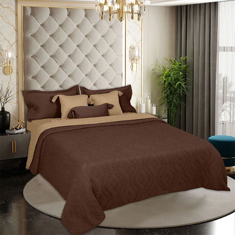 BodyComfy 100% Cotton Hosiery King-Size Fitted Bedcover – Floral Embossed Pattern