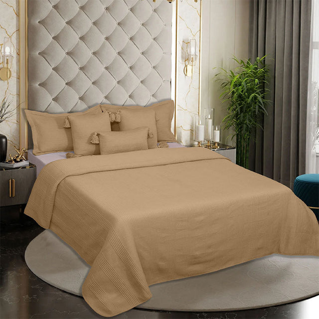 King Size Cotton Jersey Bedcover Camel Beige - Bodycare