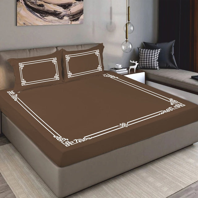 King Size Cotton Fitted Bedsheet Camel Beige - Bodycare