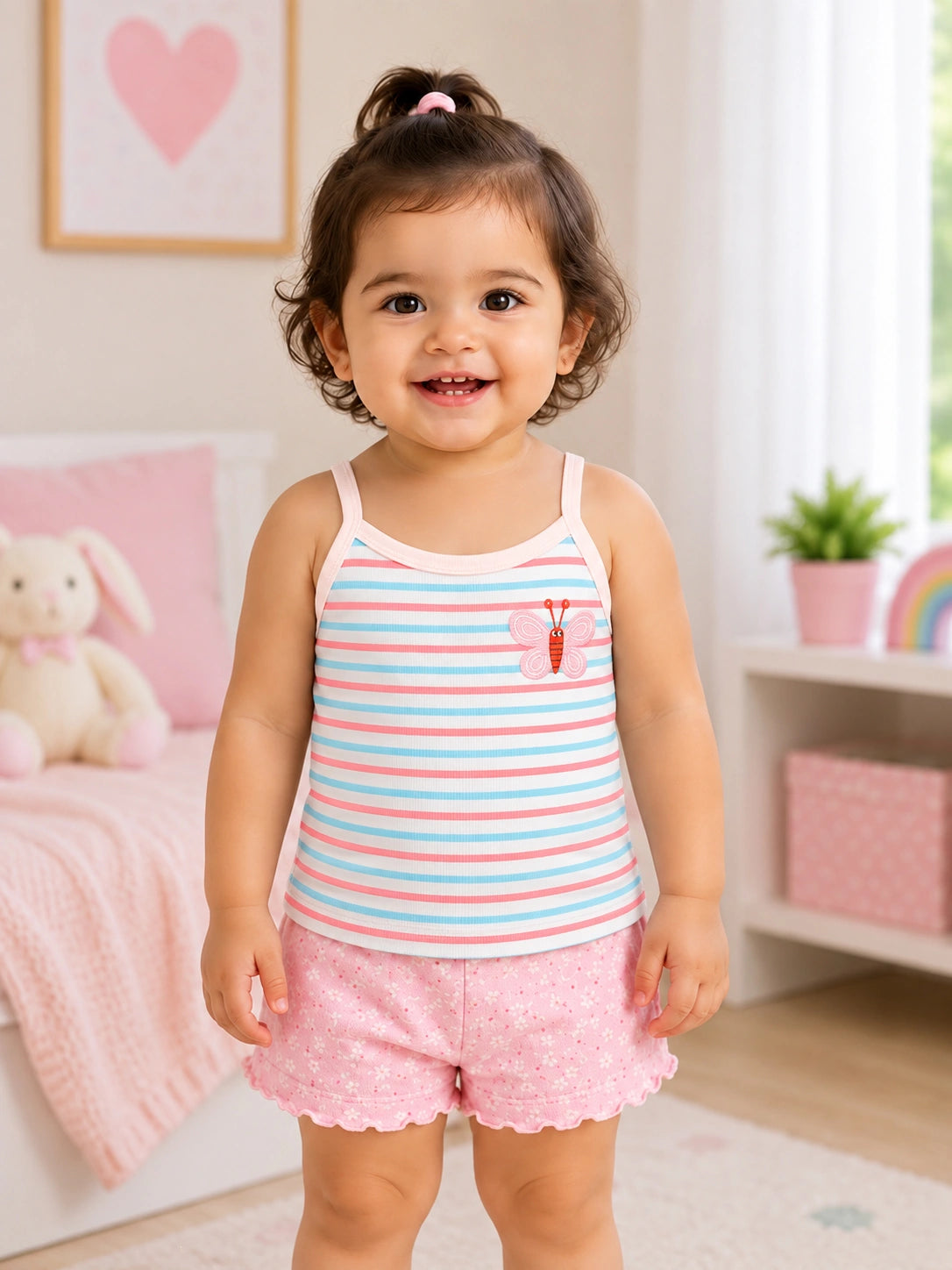 Baby Girls 100% Cotton Camisole Sleeveless Vest for Innerwear Comfort and Easy Daily Layering - Pack of 3