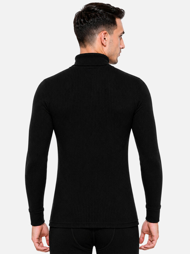 Men Full Sleeves Thermal Top with High Neck and Antibacterial Technology for Winter Base Layer Comfort