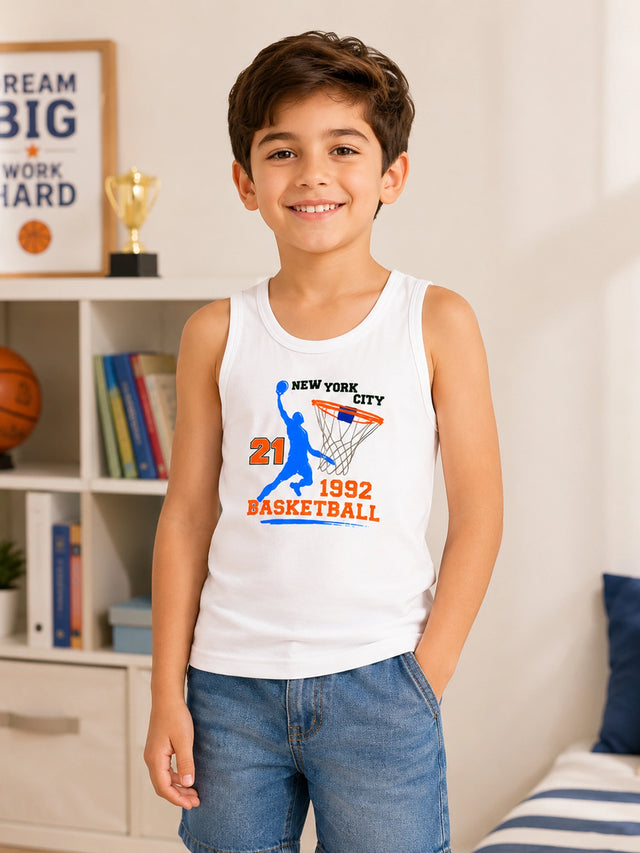 Boys Round Neck Sleeveless Innerwear Vest for Everyday Comfort, Regular Use and Wardrobe Essentials - Pack of 4
