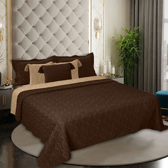 King Cotton Jersey Bedcover Set Geometric Quilted - Bodycare