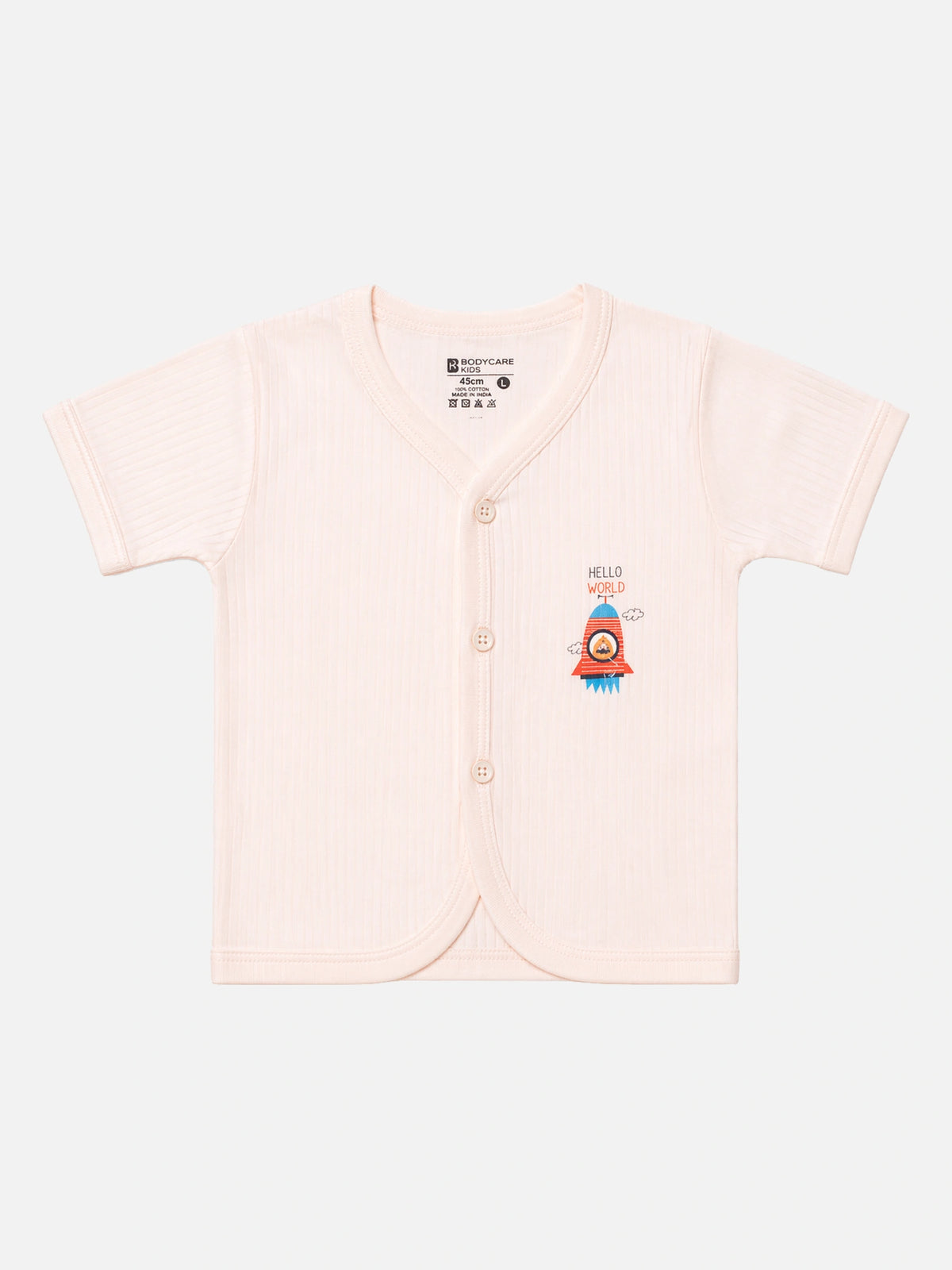 Baby Cotton Rich Front Open Half Sleeves Rib Short Suit for Everyday Comfort, Easy Dressing and Regular Wear