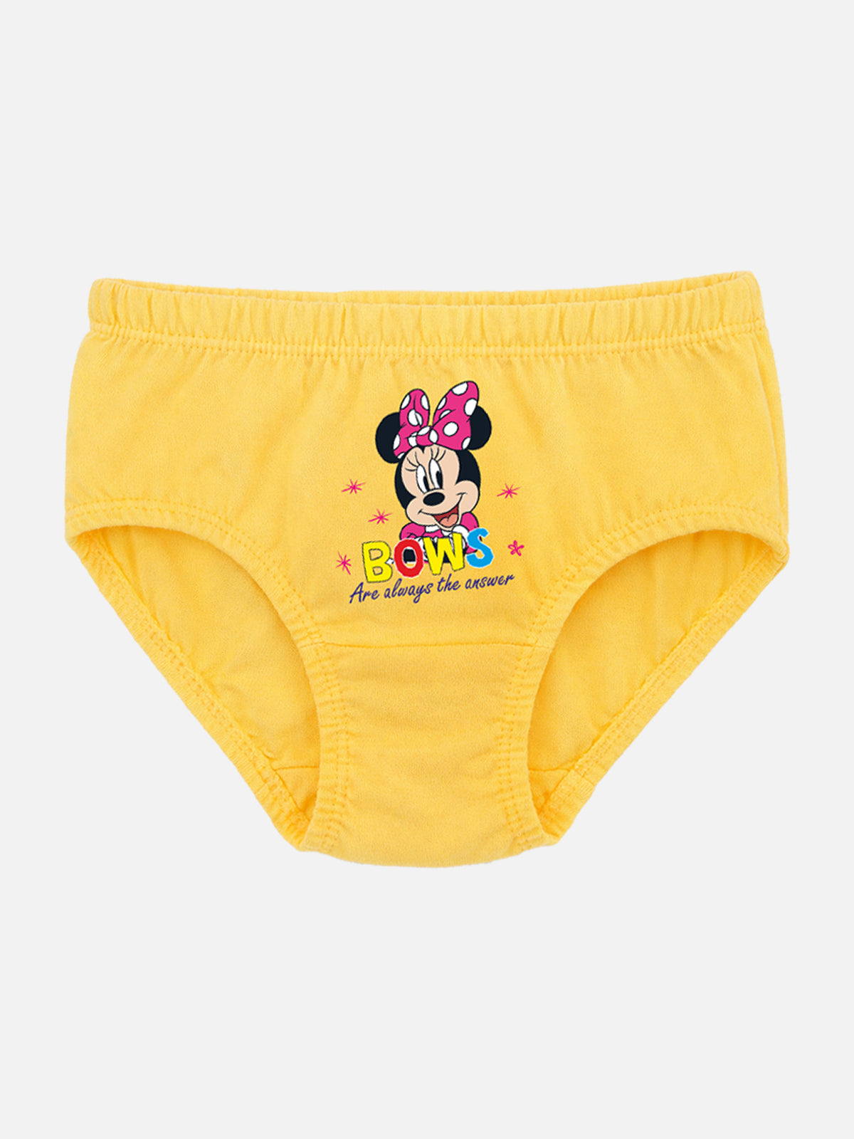Girls Minnie & Friends Cotton Solid Innerwear Panty with Inner Elastic for Comfortable Everyday Fit - Pack of 5