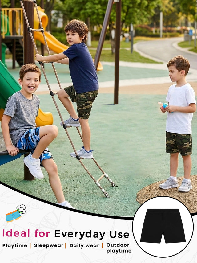 Boys 100% Cotton Shorts for Casual Wear, Easy Movement and Comfortable Wardrobe Essentials - Pack of 4