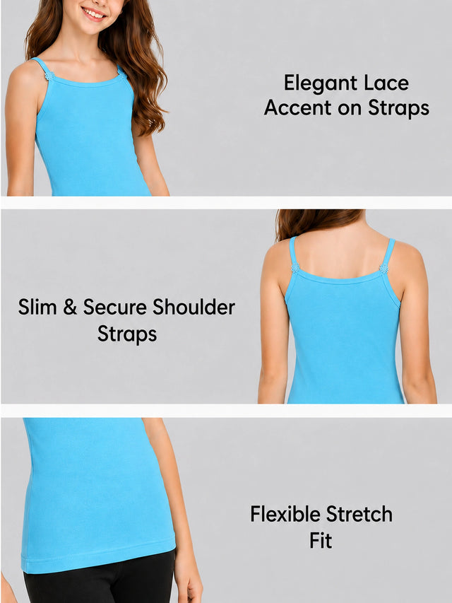 Girls Sleeveless Vest Innerwear with Easy Layering Fit for Everyday Comfort and Wardrobe Essentials - Pack of 6
