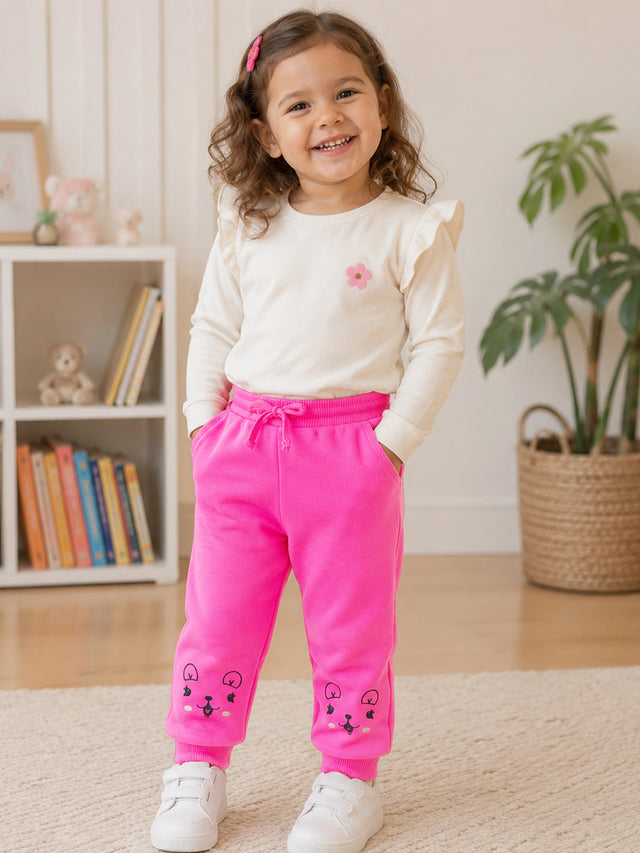 Baby Girls Cotton Track Pant for Everyday Comfort, Lounge Wear, Easy Movement and Casual Wardrobe Essentials - Pack of 1