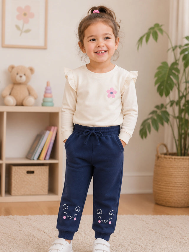 Baby Girls Cotton Track Pant for Everyday Comfort, Lounge Wear, Easy Movement and Casual Wardrobe Essentials - Pack of 1