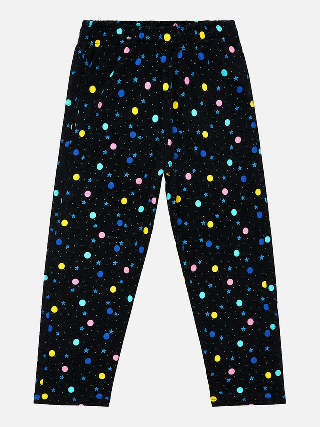 Girls 100% Cotton Printed Track Pant with Side Pockets and Regular Fit Jogger Styling for Comfortable Kids Activewear