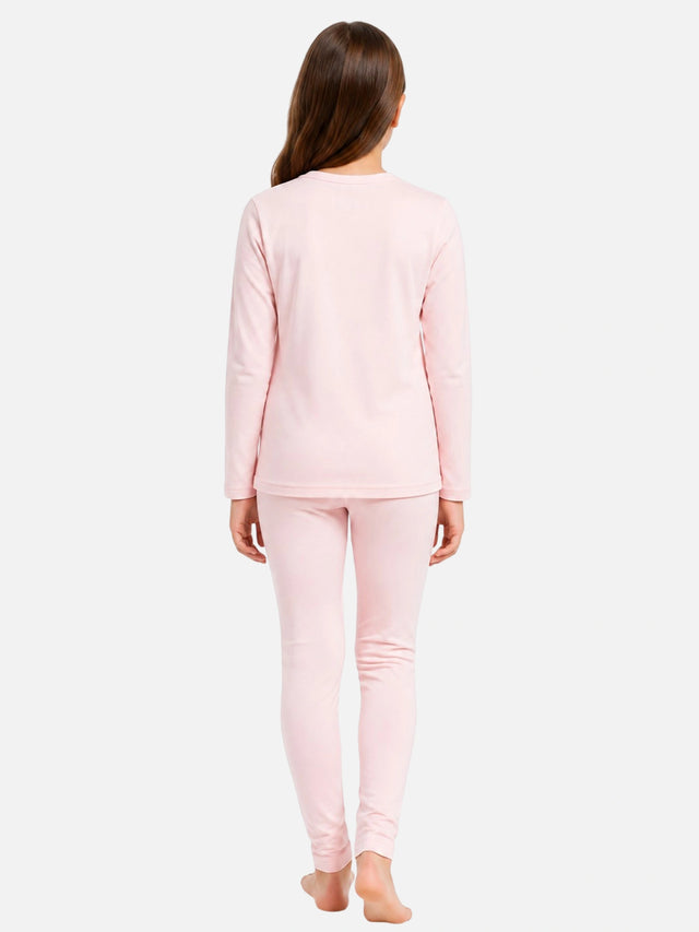 Girls Round Neck Full Sleeves Thermal Top and Bottom Set for Winter Wear, Warm Base Layer Comfort and Regular Use