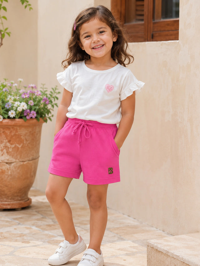 Baby Girls 100% Cotton Solid Shorts for Everyday Casual Wear, Easy Movement and Lounge Comfort - Pack of 1