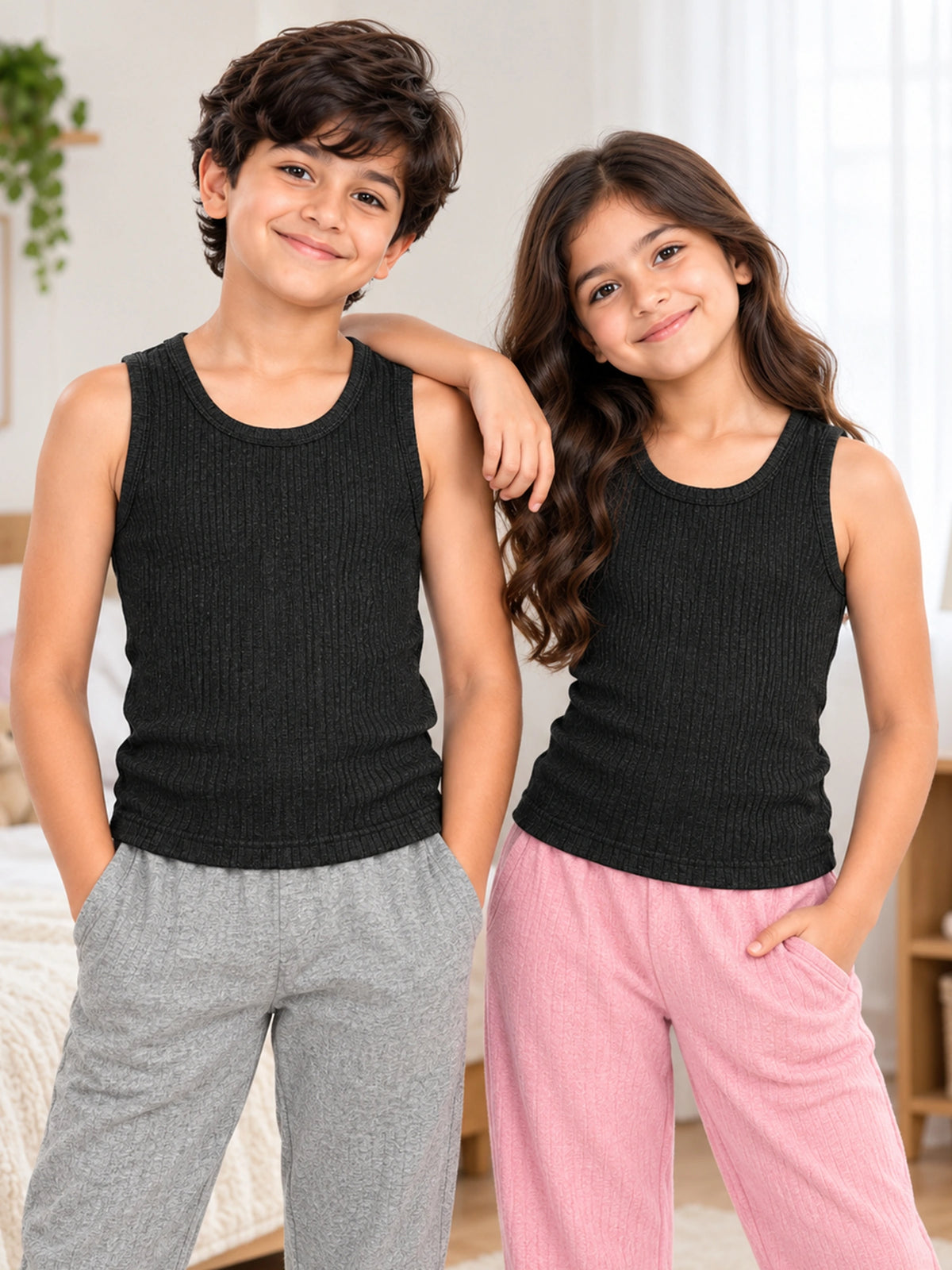 Unisex Sleeveless Thermal Top with Round Neck Design for Winter Innerwear Comfort and Regular Base Layer Use - Pack of 2