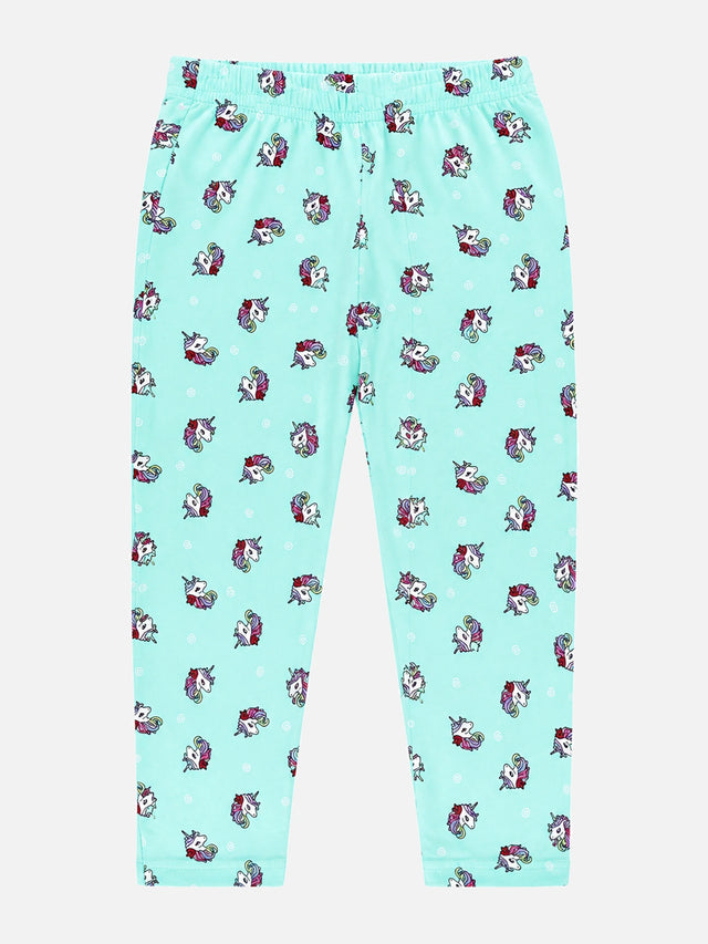 Girls 100% Cotton Printed Track Pant with Side Pockets and Regular Fit Jogger Styling for Comfortable Kids Activewear