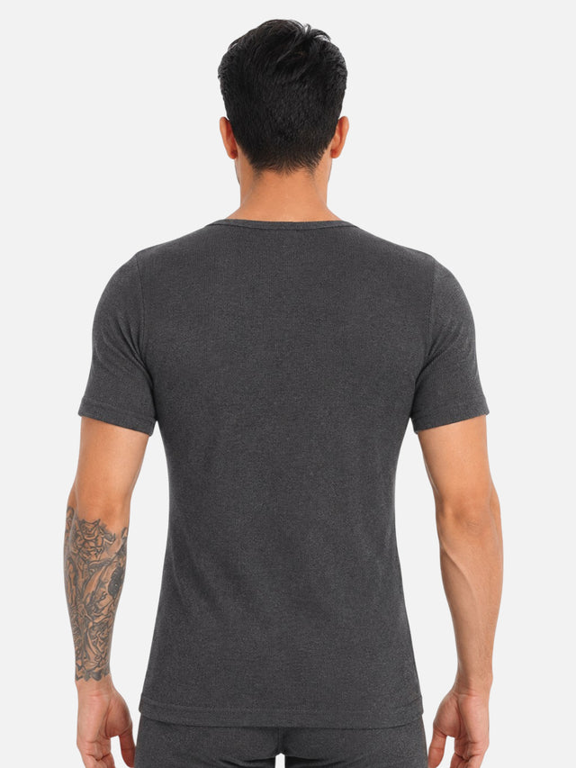 Men Round Neck Half Sleeves Thermal Top for Winter Base Layering, Cold-Weather Comfort and Everyday Warm Innerwear Essentials