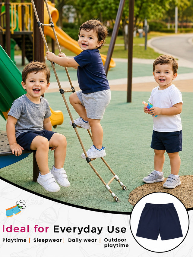 Baby Inner Elastic Shorts for Everyday Comfort, Easy Movement and Regular Wardrobe Essentials - Pack of 3