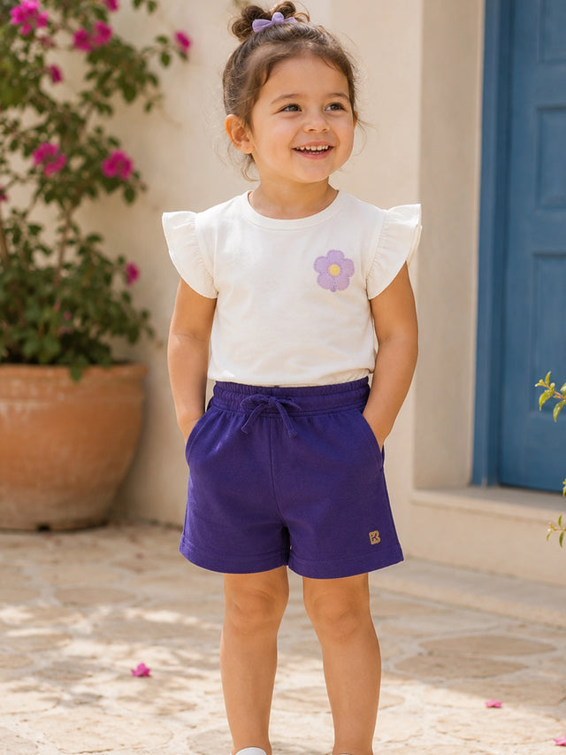 Baby Girls 100% Cotton Solid Shorts for Everyday Casual Wear, Easy Movement and Lounge Comfort - Pack of 1