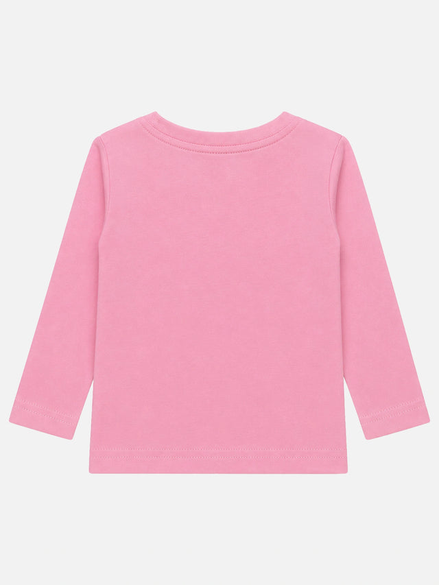 Baby Girls Shoulder Open T-Shirt Full Sleeves Casual Wear Top for Easy Dressing, Playtime and Regular Use