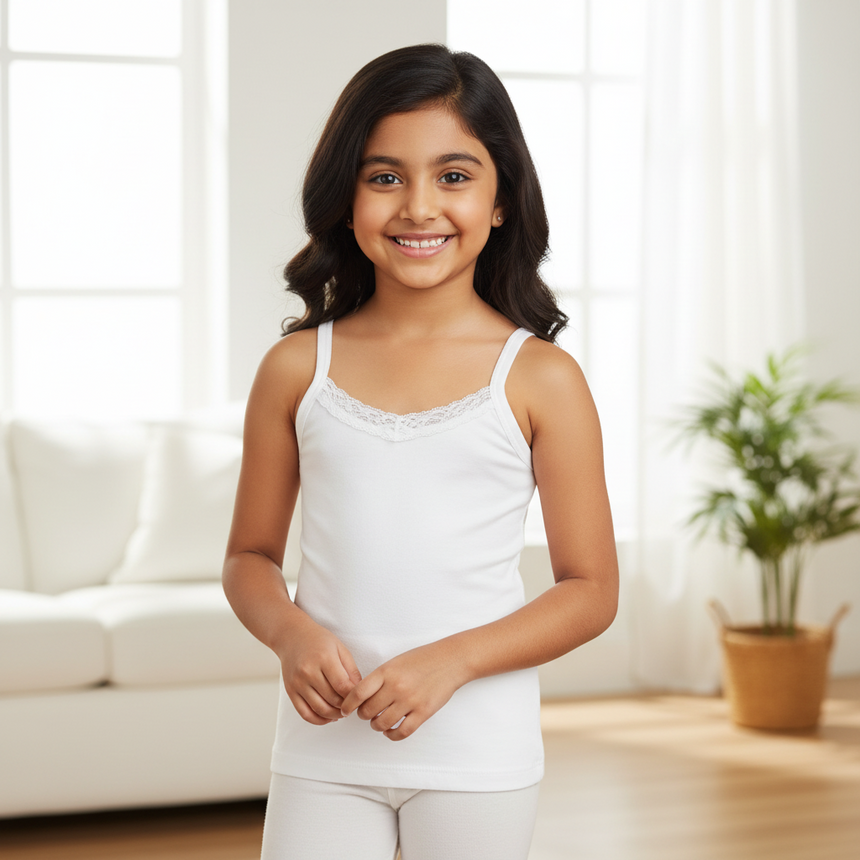 Bodycare Girls Vest Round Neck Sleeveless Solid Pack Of 3