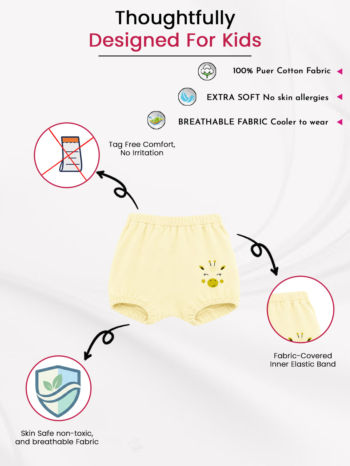 Baby Boys Trunk Innerwear with Inner Elastic for Easy Wear, Everyday Comfort and Wardrobe Essentials - Pack of 3