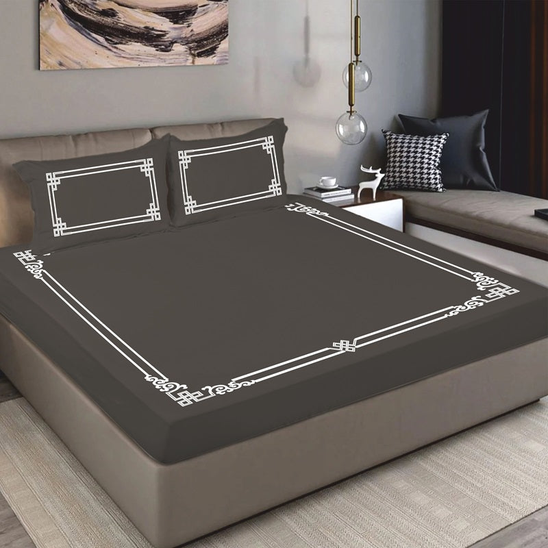 Bodycomfy 100% Cotton Hosiery King Size Fitted Bedsheet – Versache Classical Print