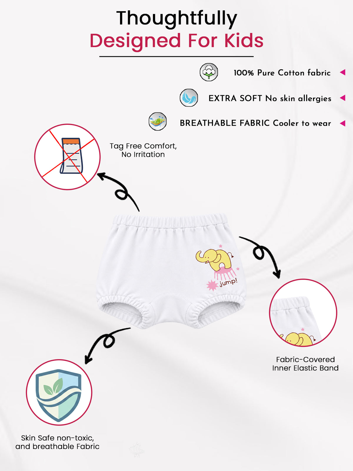 Baby Boys Trunk Underwear with Inner Elastic for Comfortable Daily Innerwear, Easy Movement and Regular Use - Pack of 3