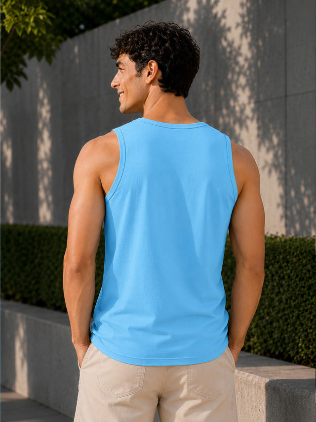 Men Cotton Printed Sleeveless T-Shirt with Round Neck, Tank Top Styling and Regular Fit for Casual Wear Comfort