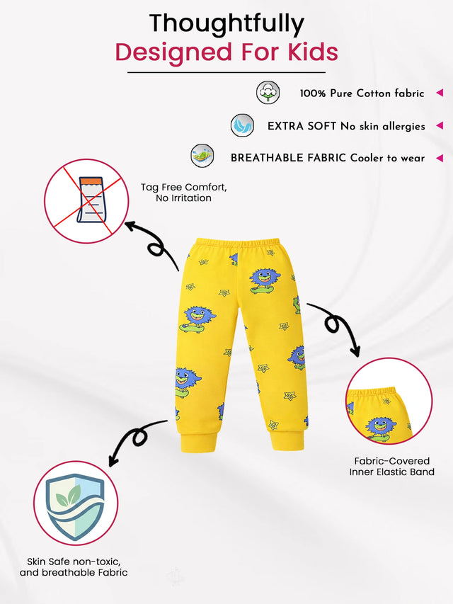 Baby Boys Self Design Pyjama with Inner Elastic for Everyday Wear, Easy Movement and Comfort - Pack of 2
