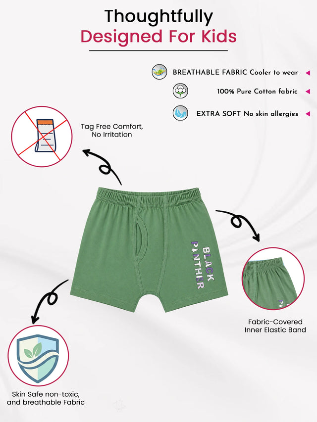 Boys Cotton Trunk with Inner Elastic for Everyday Innerwear Comfort and Regular Wardrobe Use - Pack of 2