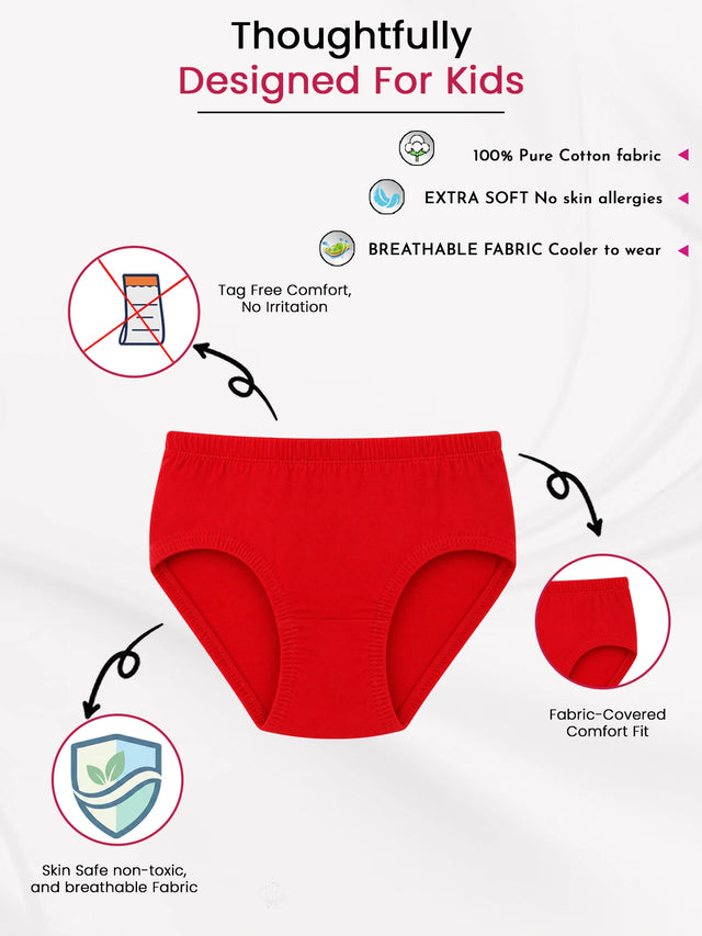 Girls 100% Cotton Innerwear Panty for Soft Comfort, Easy Movement and Everyday Wardrobe Essentials - Pack of 3