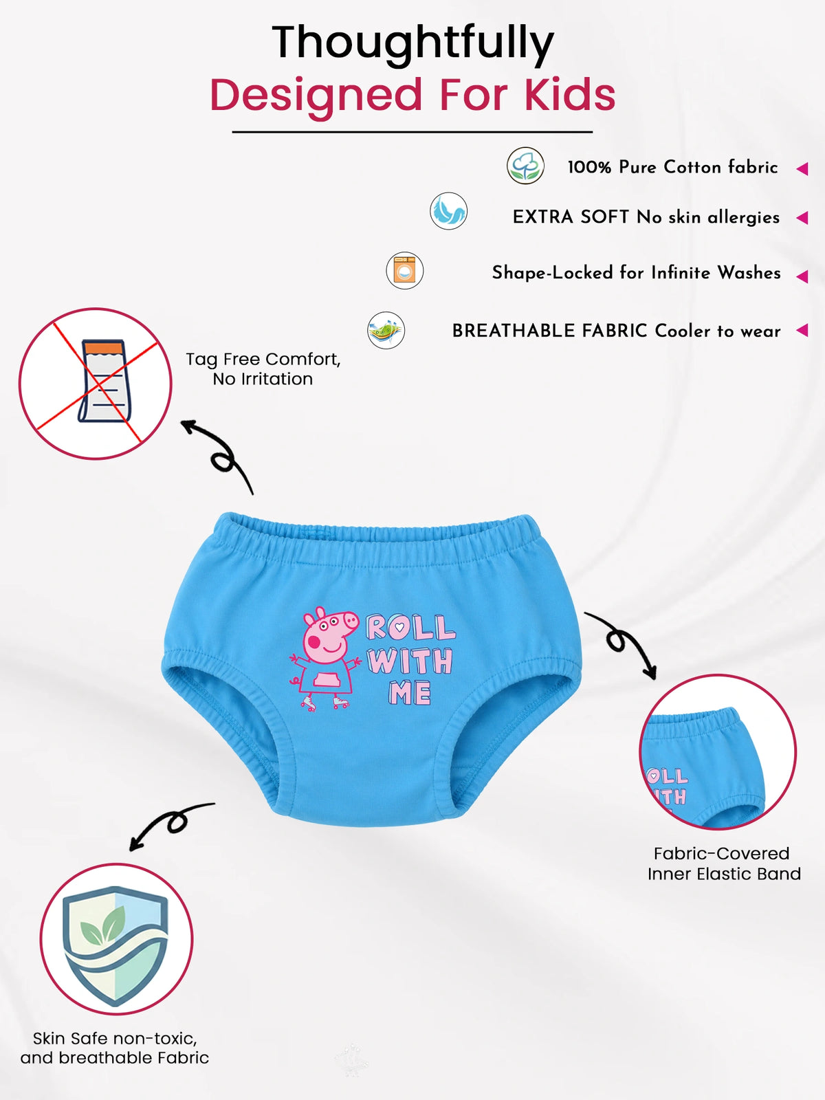 Unisex Baby 100% Cotton Brief Innerwear with Regular Fit for Everyday Comfort and Daily Essentials - Pack of 3