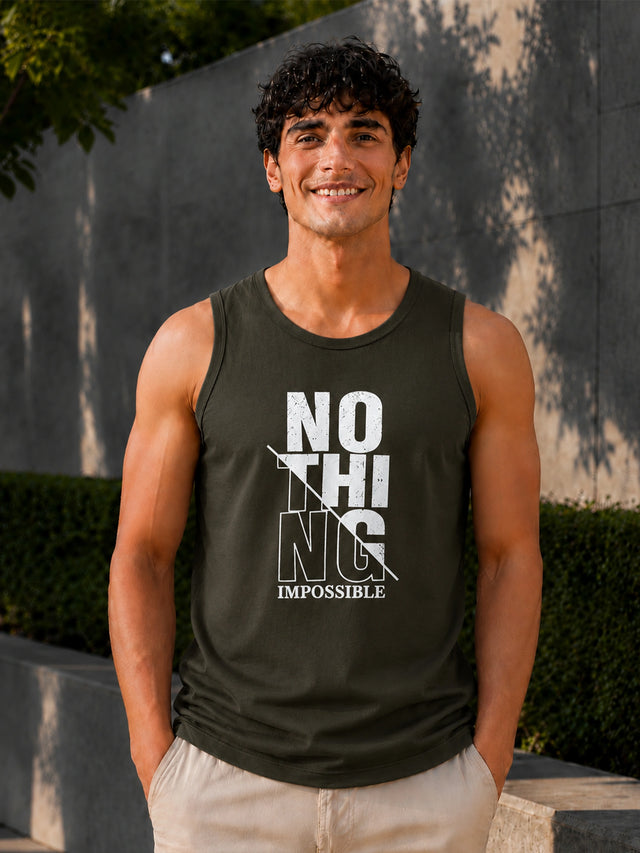 Men Cotton Printed Sleeveless T-Shirt with Round Neck, Tank Top Styling and Regular Fit for Casual Wear Comfort