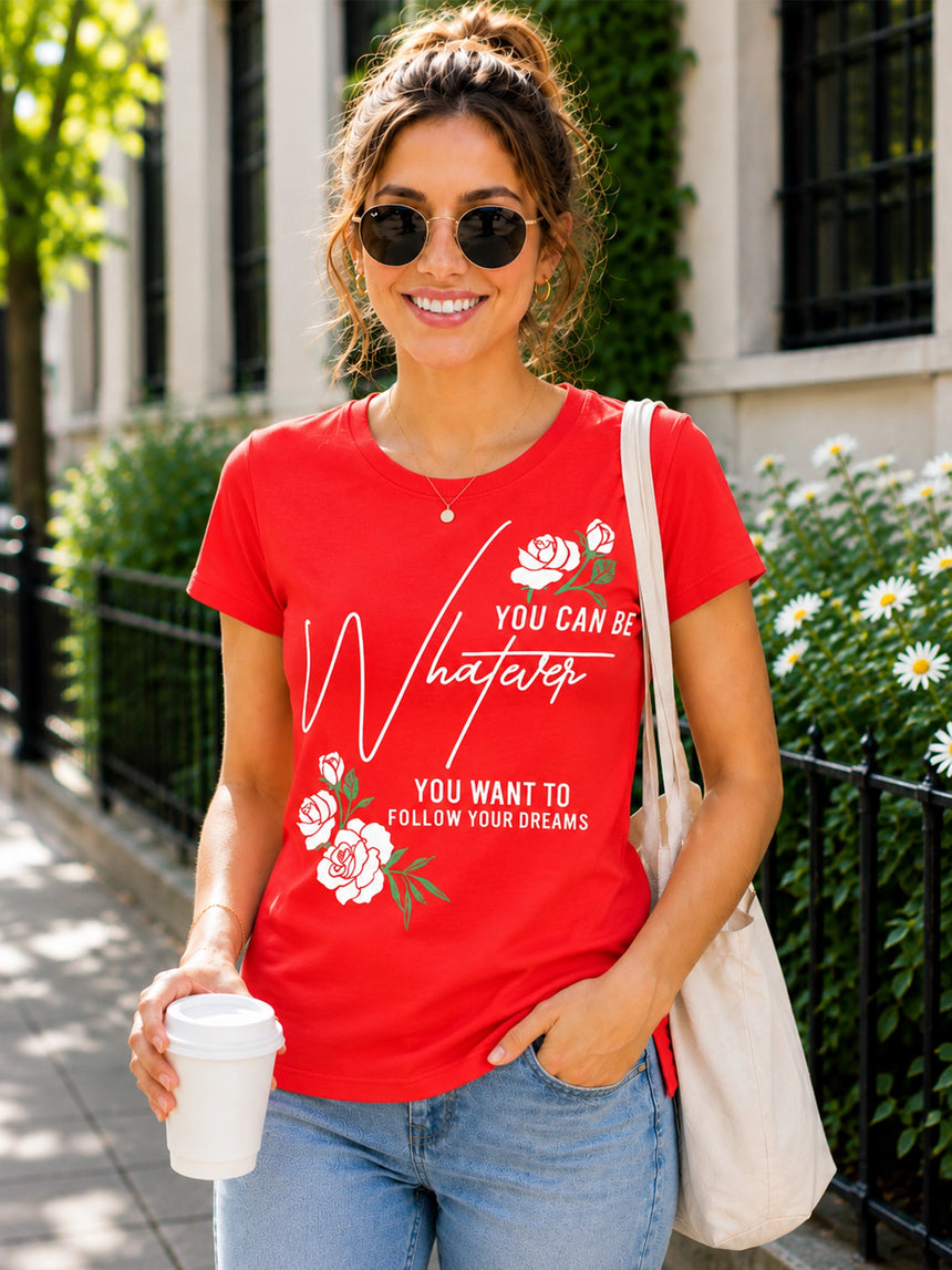 Women T-Shirt Round Neck Half Sleeves